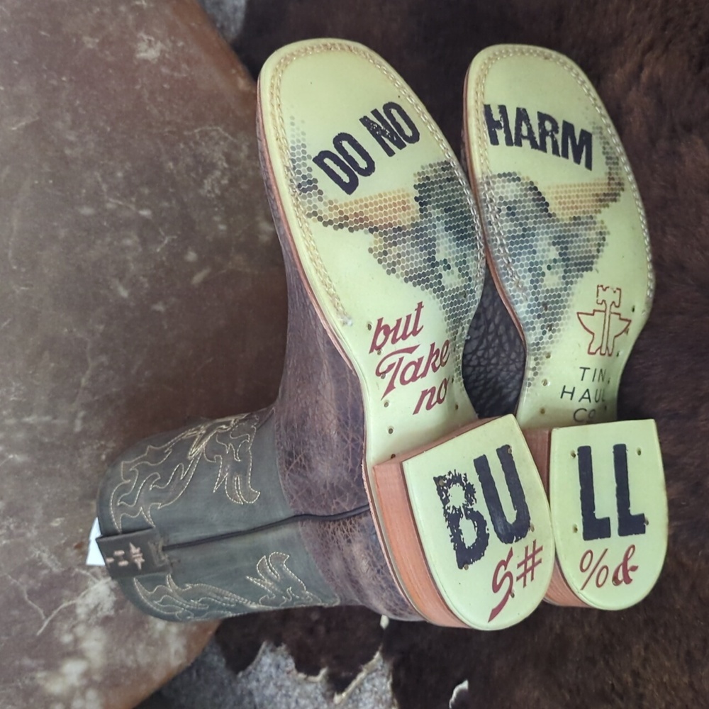 TIN HAUL men's "Take No Bull" square toe cowboy boot sz 8.5D 🔥new in box🔥 - Picture 14 of 16